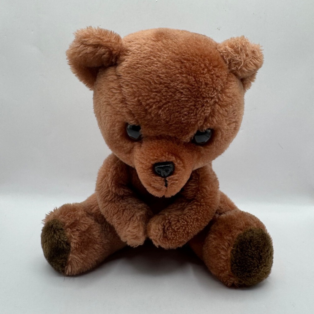 Vintage Dakin Plush Teddy Brown Bear Small Brown‎ Hugging Hands Toy Plush